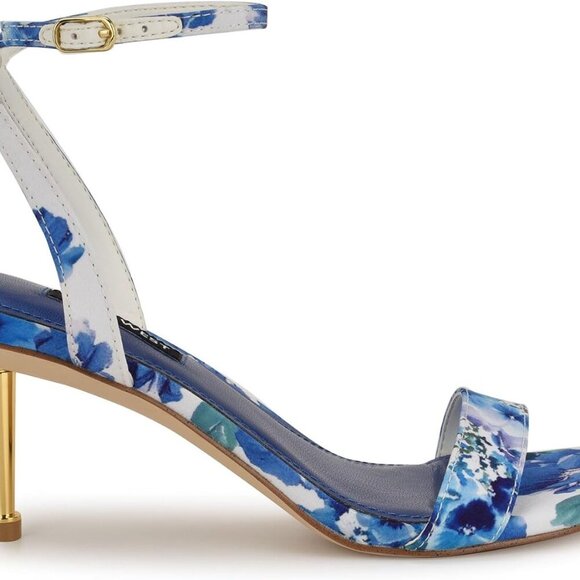 Womens Ankle Strap Heeled Sandals Textile Upper 2.76" Heel Buckle Closure - Picture 6 of 6